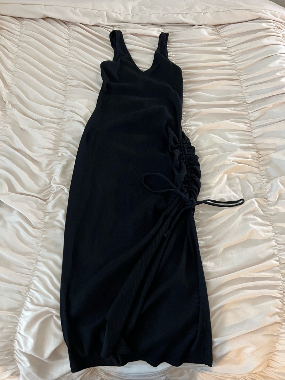 a new day Black V-Neck Ruched Side Midi Dress